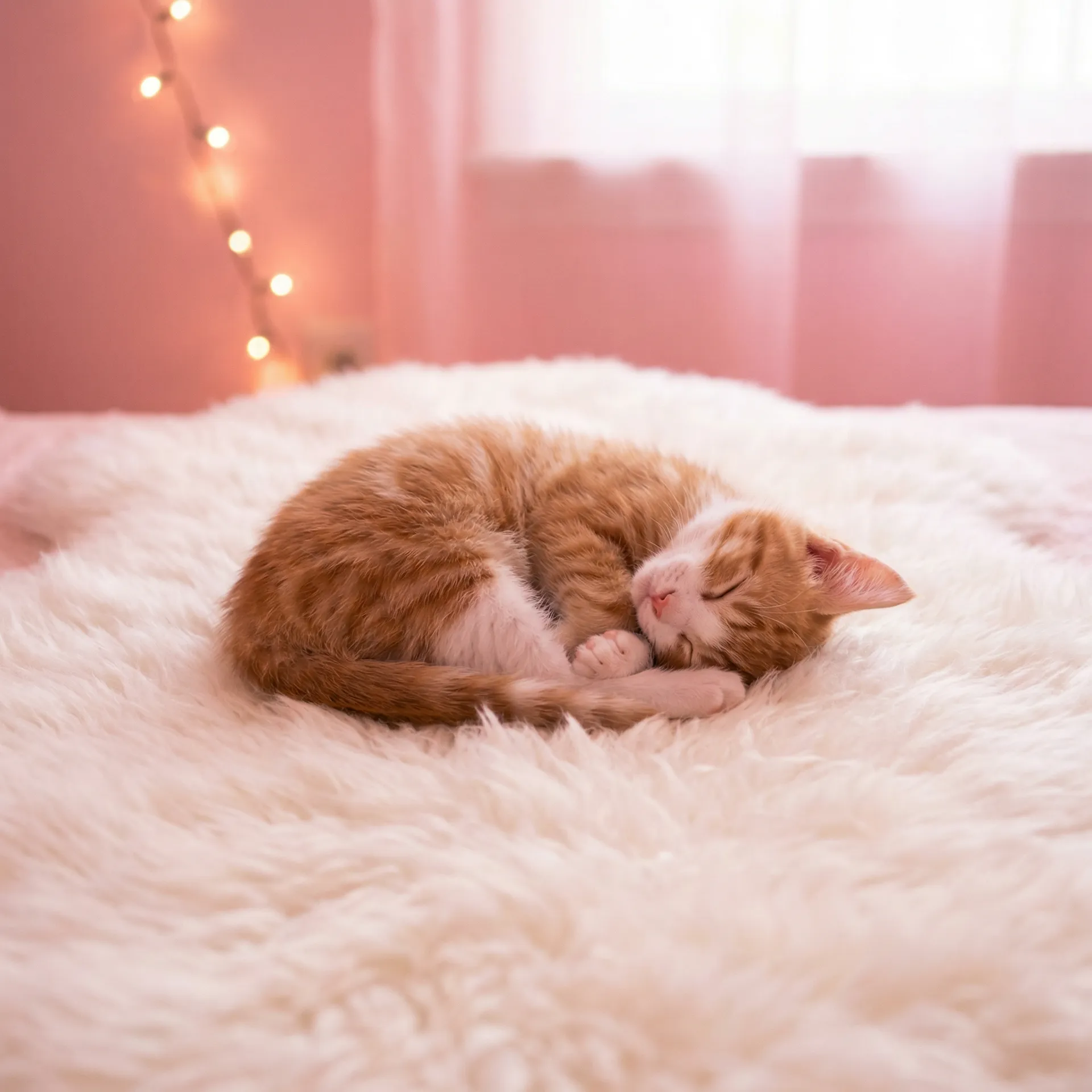小猫蜷成一团入睡 - 我做错一题他们就C我一次