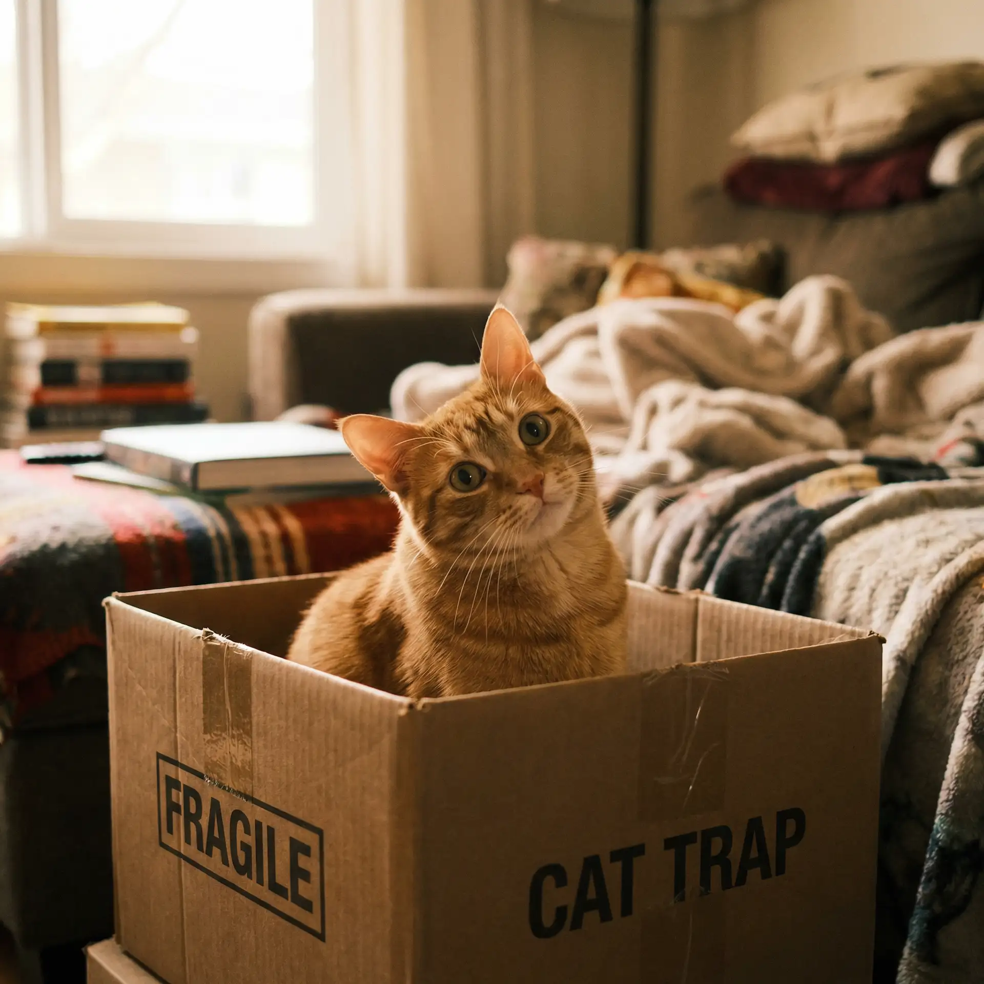 橘猫躲在纸箱里 - 我做错一题他们就C我一次