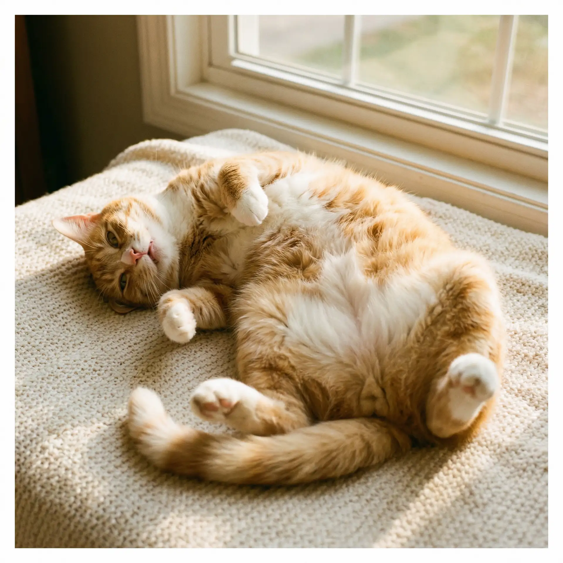 猫咪仰躺露出肚皮 - 我做错一题他们就C我一次